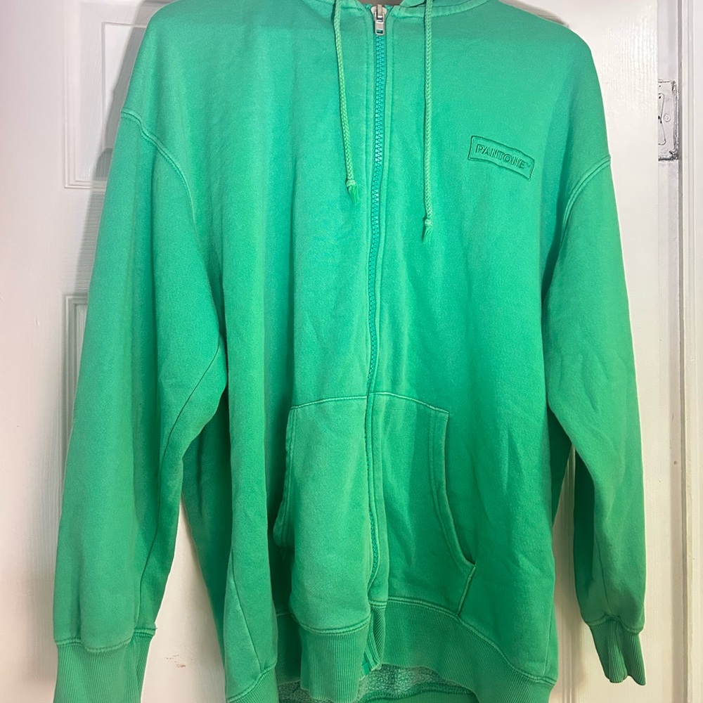 Green Zip Up Hoodie Relaxed Fit Sweatshirt